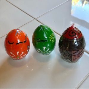 NWT 3 candles, Egg Shaped, Handmade fair trade